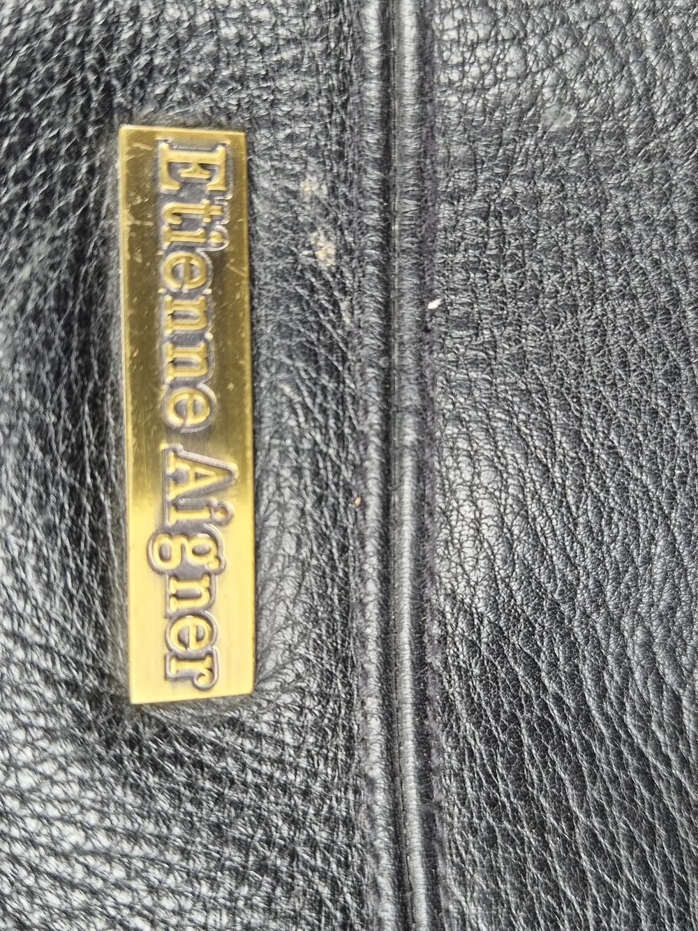 Etienne Aigner Black Leather Hobo Bag with Gold Hardware